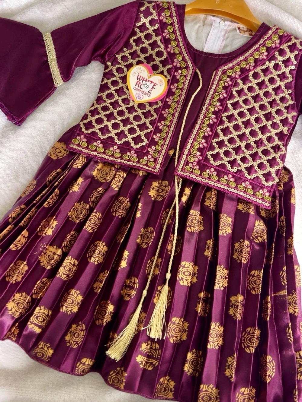 Purple and Gold printed Girls dress